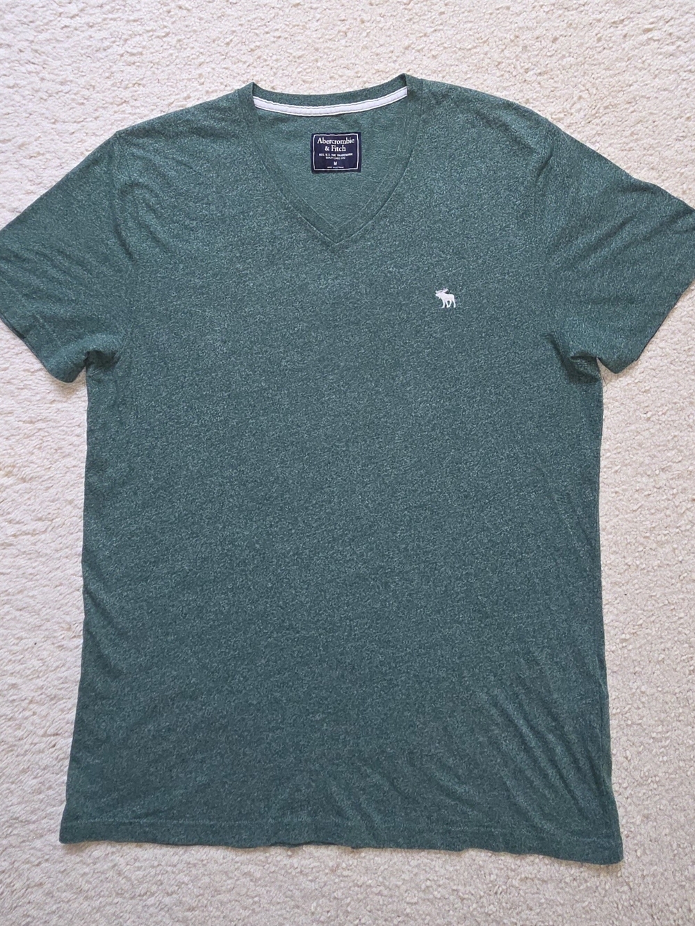 Abercrombie & Fitch Heathered Forest Green V-Neck Tee
